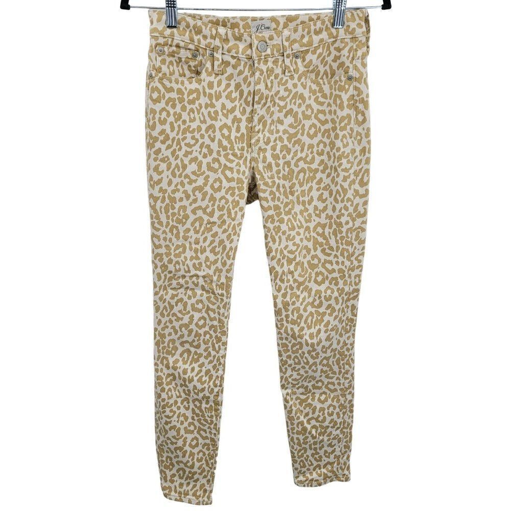 J.Crew Jeans‎ 26 White Beige Leopard 10" High-Rise Toothpick Skinny Stretch